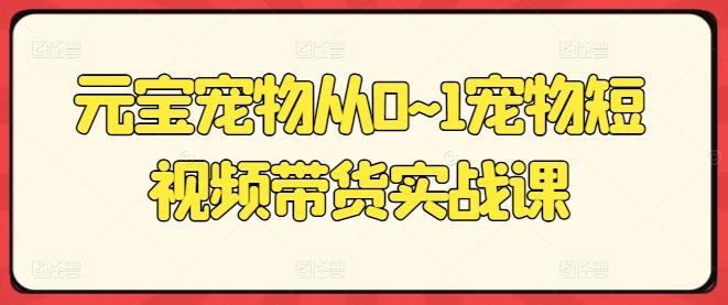 元宝宠物从0~1宠物短视频带货实战课-爱我搜(25so)资源网