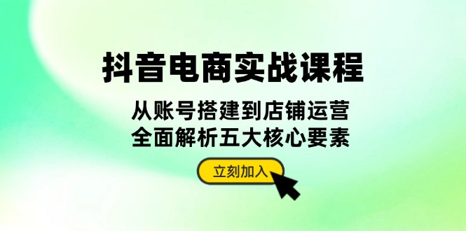 抖音 电商实战课程：从账号搭建到店铺运营，全面解析五大核心要素-爱我搜(25so)资源网