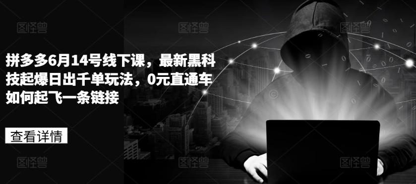 拼多多6月14号线下课，最新黑科技起爆日出千单玩法，0元直通车如何起飞一条链接-爱我搜(25so)资源网