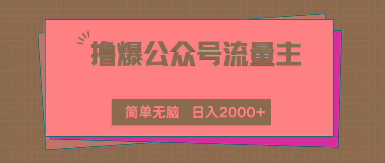 撸爆公众号流量主，简单无脑，单日变现2000+-爱我搜(25so)资源网