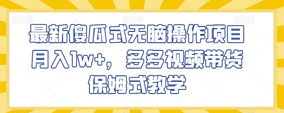 最新傻瓜式无脑操作项目月入1w+，多多视频带货保姆式教学【揭秘】-爱我搜(25so)资源网