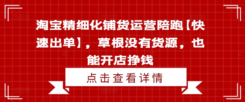 淘宝精细化铺货运营陪跑【快速出单】，草根没有货源，也能开店挣钱-爱我搜(25so)资源网