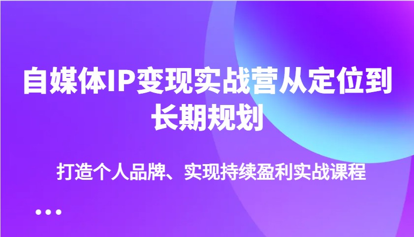 自媒体IP变现实战营从定位到长期规划，打造个人品牌、实现持续盈利实战课程-爱我搜(25so)资源网