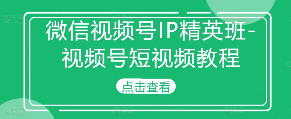 微信视频号IP精英班-视频号短视频教程-爱我搜(25so)资源网
