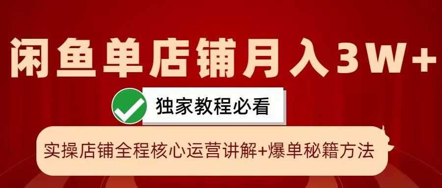 闲鱼单店铺月入3W+实操展示，爆单核心秘籍，一学就会【揭秘】-爱我搜(25so)资源网