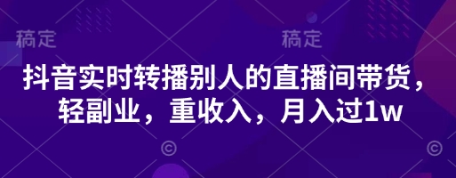 抖音实时转播别人的直播间带货，轻副业，重收入，月入过1w-爱我搜(25so)资源网