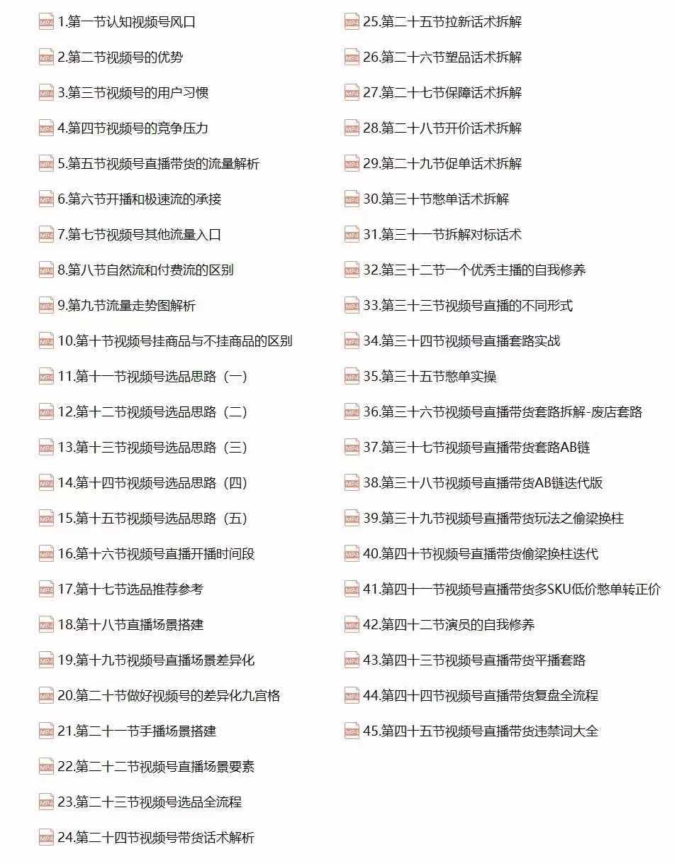 视频号直播带货教程：选品思路与话术拆解/掌握多种带货套路/提升直播效果-爱我搜(25so)资源网