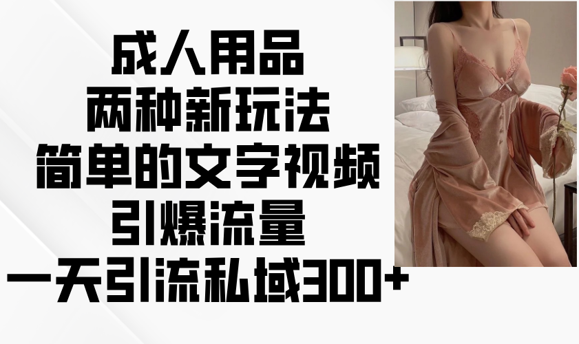 成人用品两种新玩法，简单的文字视频引爆流量，一天引流私域300+-爱我搜(25so)资源网