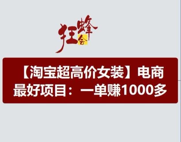 淘宝超高价女装项目，电商最好赛道，一单赚1000多-爱我搜(25so)资源网