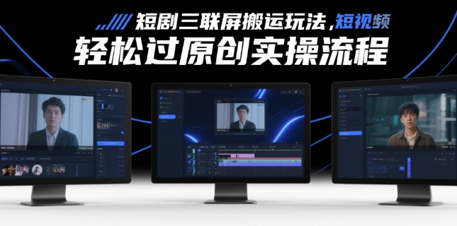 短剧三联屏搬运玩法，短剧搬运轻松过原创实操流程-爱我搜(25so)资源网