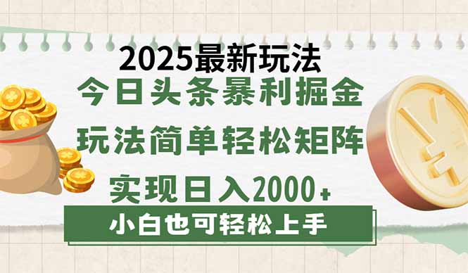 今日头条2025最新玩法，思路简单，复制粘贴，轻松实现矩阵日入2000+-爱我搜(25so)资源网