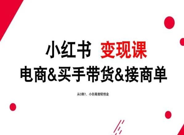 2024年最新小红书变现课，电商&买手带货&接商单，从0到1，小白高效轻创业-爱我搜(25so)资源网