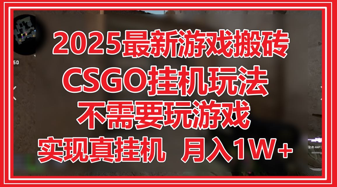 2025最新游戏搬砖，CSGO挂机，不需要玩游戏，实现真挂机，月入1W+-爱我搜(25so)资源网