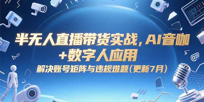 半无人直播带货实战，AI音咖+数字人应用 解决账号矩阵与违规难题(更新7月-爱我搜(25so)资源网