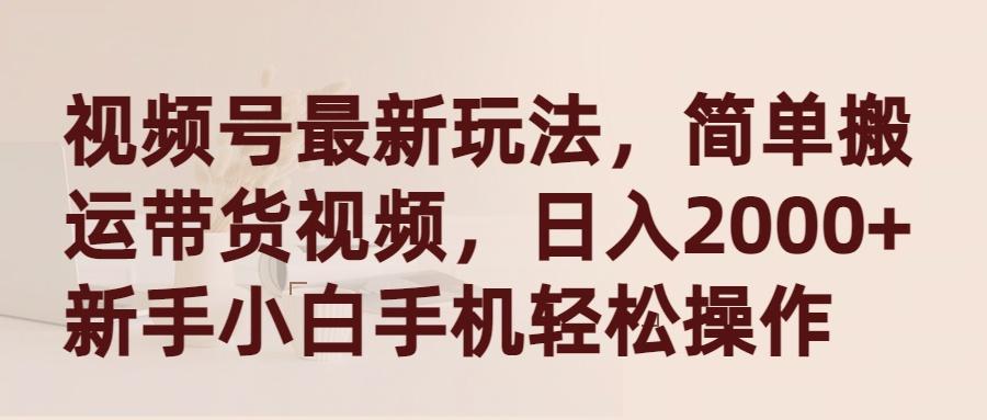 (9486期)视频号最新玩法，简单搬运带货视频，日入2000+，新手小白手机轻松操作-爱我搜(25so)资源网