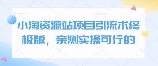 小淘资源站项目引流术终极版，亲测实操可行的-爱我搜(25so)资源网
