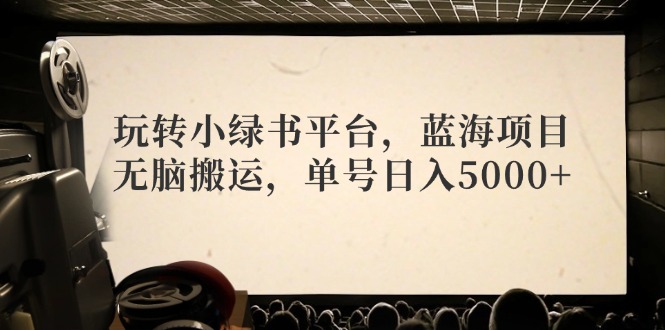 玩转小绿书平台，蓝海项目，无脑搬运，单号日入5000+-爱我搜(25so)资源网