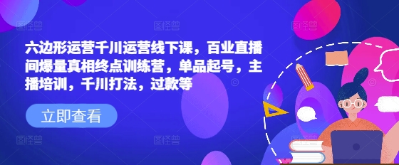 六边形运营千川运营线下课，百业直播间爆量真相终点训练营，单品起号，主播培训，千川打法，过款等-爱我搜(25so)资源网