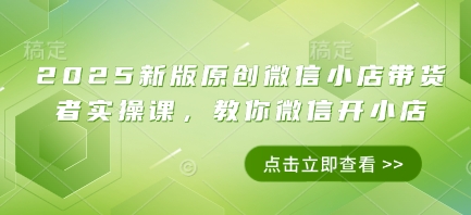 2025新版原创微信小店带货者实操课，教你微信开小店-爱我搜(25so)资源网