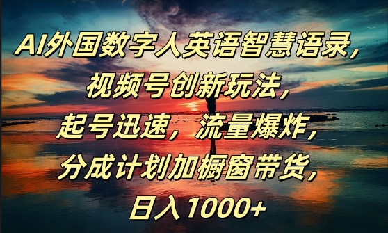AI外国数字人英语智慧语录，视频号创新玩法，起号迅速，流量爆炸，日入1k+【揭秘】-爱我搜(25so)资源网