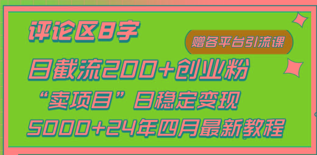 (9851期)评论区8字日载流200+创业粉  日稳定变现5000+24年四月最新教程！-爱我搜(25so)资源网