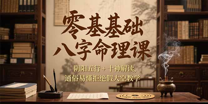 零基础八字命理课，阴阳五行+十神解读，通俗易懂拒绝假大空教学-爱我搜(25so)资源网