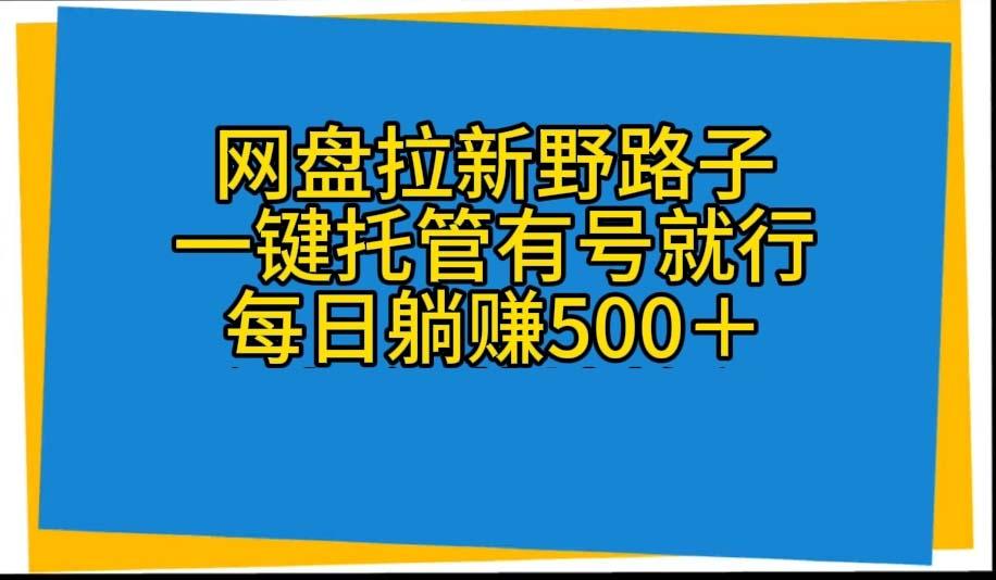 网盘拉新野路子，一键托管有号就行，全自动代发视频，每日躺赚500＋-爱我搜(25so)资源网