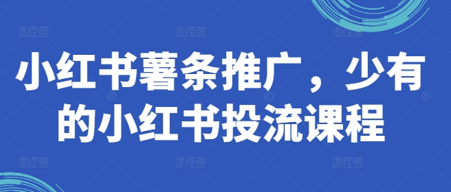 小红书薯条推广，少有的小红书投流课程-爱我搜(25so)资源网