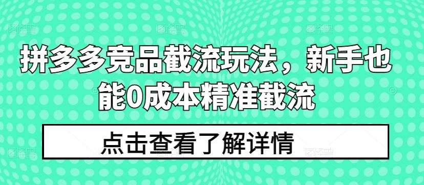 拼多多竞品截流玩法，新手也能0成本精准截流-爱我搜(25so)资源网