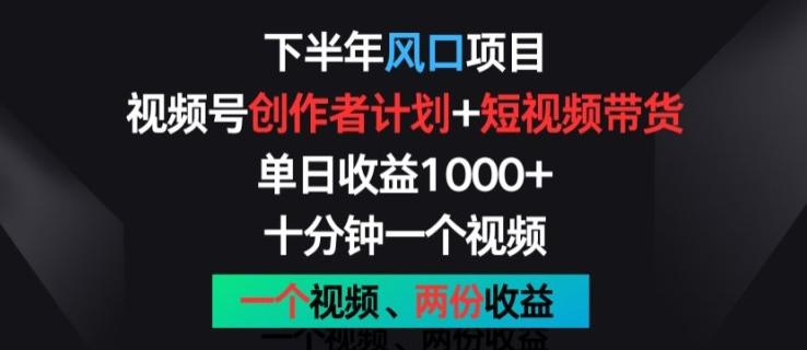 下半年风口项目，视频号创作者计划+视频带货，一个视频两份收益，十分钟一个视频【揭秘】-爱我搜(25so)资源网