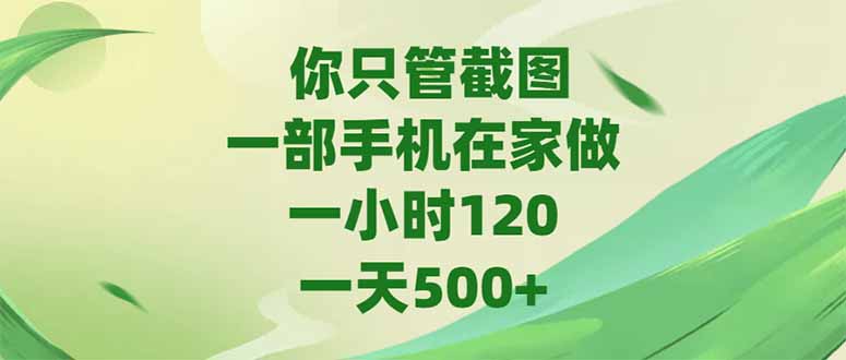 你只管截图，一部手机在家做，一小时120，-天500+-爱我搜(25so)资源网