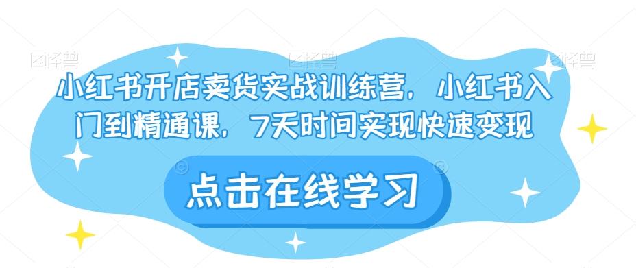 小红书开店卖货实战训练营，小红书入门到精通课，7天时间实现快速变现-爱我搜(25so)资源网