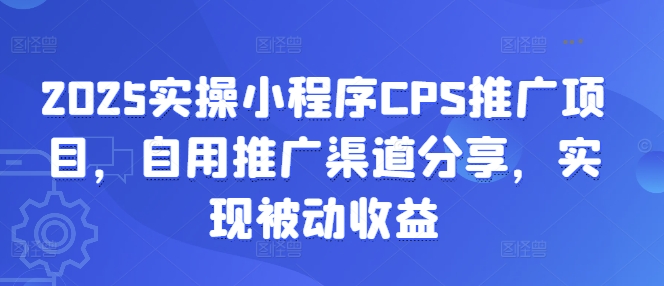 2025实操小程序CPS推广项目，自用推广渠道分享，实现被动收益-爱我搜(25so)资源网