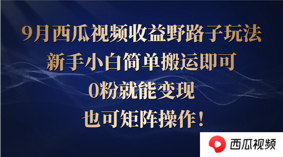 西瓜视频收益野路子玩法，新手小白简单搬运即可，0粉就能变现，也可矩…-爱我搜(25so)资源网