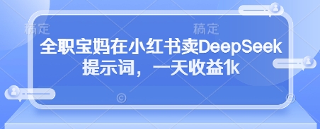 全职宝妈在小红书卖DeepSeek提示词，一天收益1k-爱我搜(25so)资源网