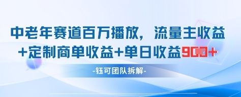 中老年赛道百万播放+流量主收益+定制收益，单日收益9张-爱我搜(25so)资源网
