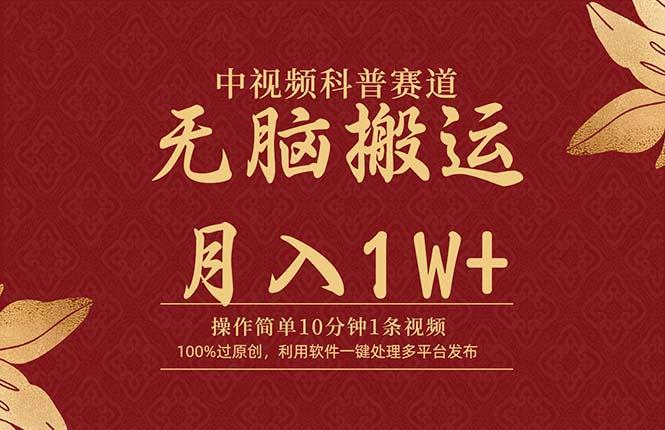 (9846期)中视频科普赛道，10分钟1条视频，条条爆款，100%过原创，无脑搬运月入1W+-爱我搜(25so)资源网