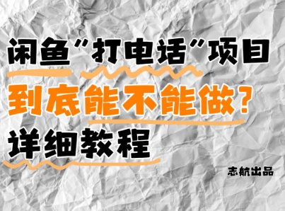 闲鱼新风口！手把手教你靠’打电话’月入5K+(附避坑指南)小白看完立马上手！-爱我搜(25so)资源网