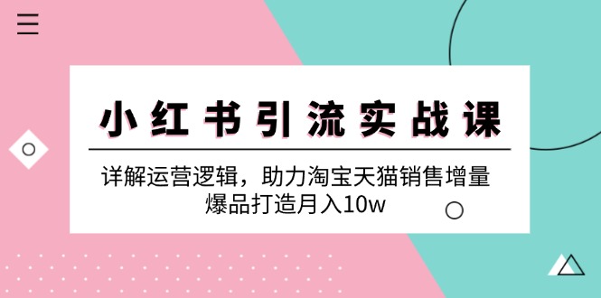 小红书引流实战课：详解运营逻辑，助力淘宝天猫销售增量，爆品打造月入10w-爱我搜(25so)资源网