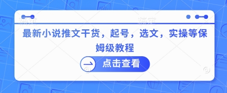 最新小说推文干货，起号，选文，实操等保姆级教程-爱我搜(25so)资源网