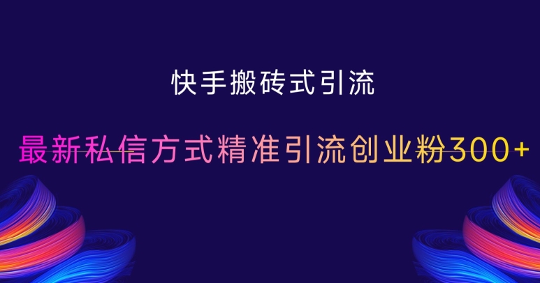 快手搬砖式引流，最新私信方式精准引流创业粉300+-爱我搜(25so)资源网