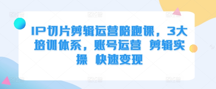 IP切片剪辑运营陪跑课，3大培训体系，账号运营 剪辑实操 快速变现-爱我搜(25so)资源网