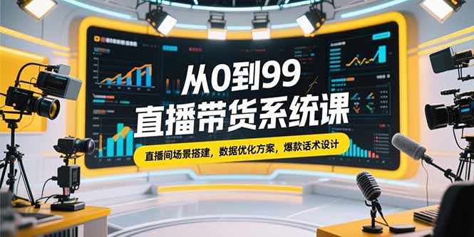 从0到99直播带货系统课，直播间场景搭建，数据优化方案，爆款话术设计-爱我搜(25so)资源网