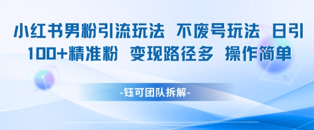 小红书男粉引流玩法不废号玩法日引100男粉变现路径多操作简单-爱我搜(25so)资源网