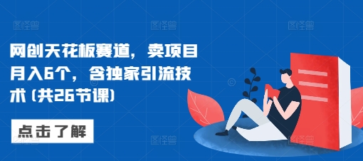 网创天花板赛道，卖项目月入6个，含独家引流技术(共26节课)-爱我搜(25so)资源网
