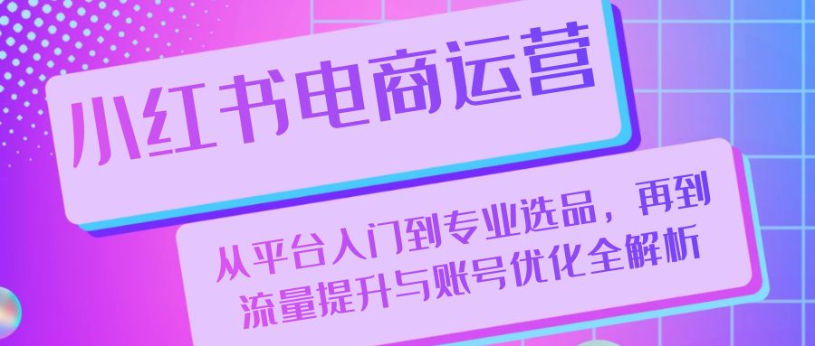 小红书电商运营：从平台入门到专业选品，再到流量提升与账号优化全解析-爱我搜(25so)资源网