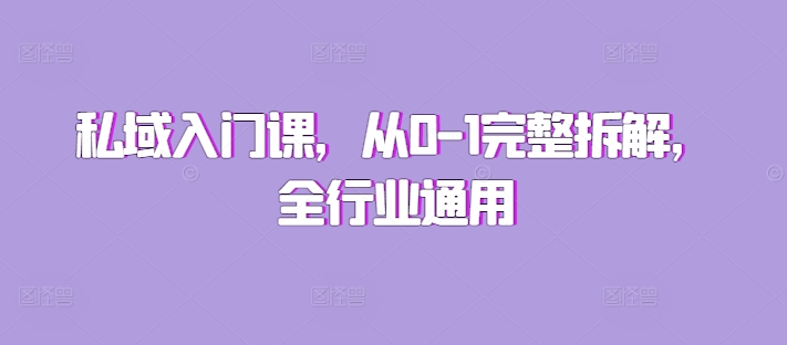 私域入门课，从0-1完整拆解，全行业通用-爱我搜(25so)资源网