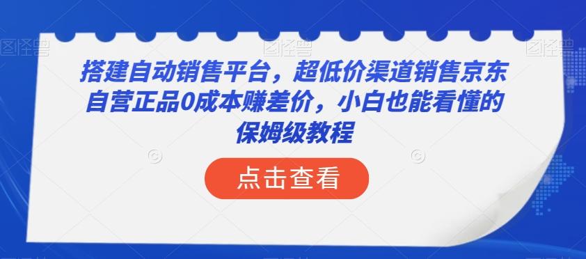 搭建自动销售平台，超低价渠道销售京东自营正品0成本赚差价，小白也能看懂的保姆级教程【揭秘】-爱我搜(25so)资源网