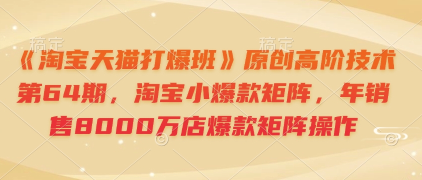 《淘宝天猫打爆班》原创高阶技术第64期，淘宝小爆款矩阵，年销售8000万店爆款矩阵操作-爱我搜(25so)资源网