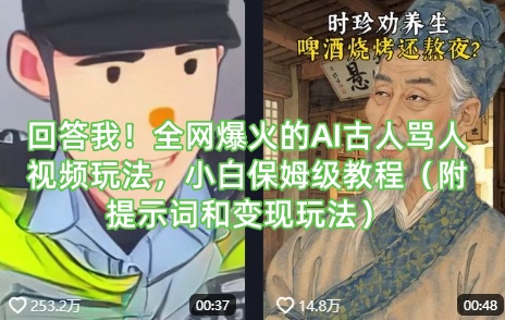 回答我！全网爆火的AI古人骂人视频玩法，小白保姆级教程(附提示词和变现玩法)-爱我搜(25so)资源网